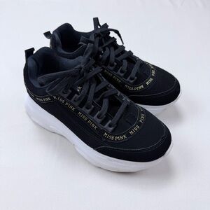 Miss Pink Black and White Women's platform Sneakers